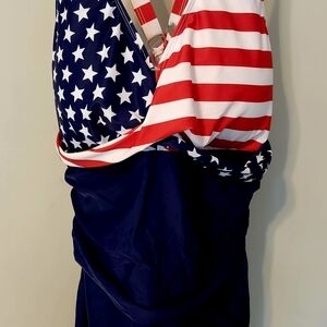 NWT Blooming Jelly PATRIOTIC SWIM DRESS 3X